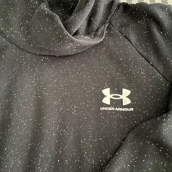 Under Armour Women's Black Fleck Rival Fleece Wrap Neck Loose Cropped Pullover S - Picture 5 of 7